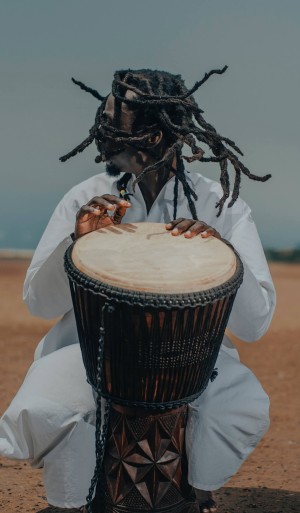 A man beating drums